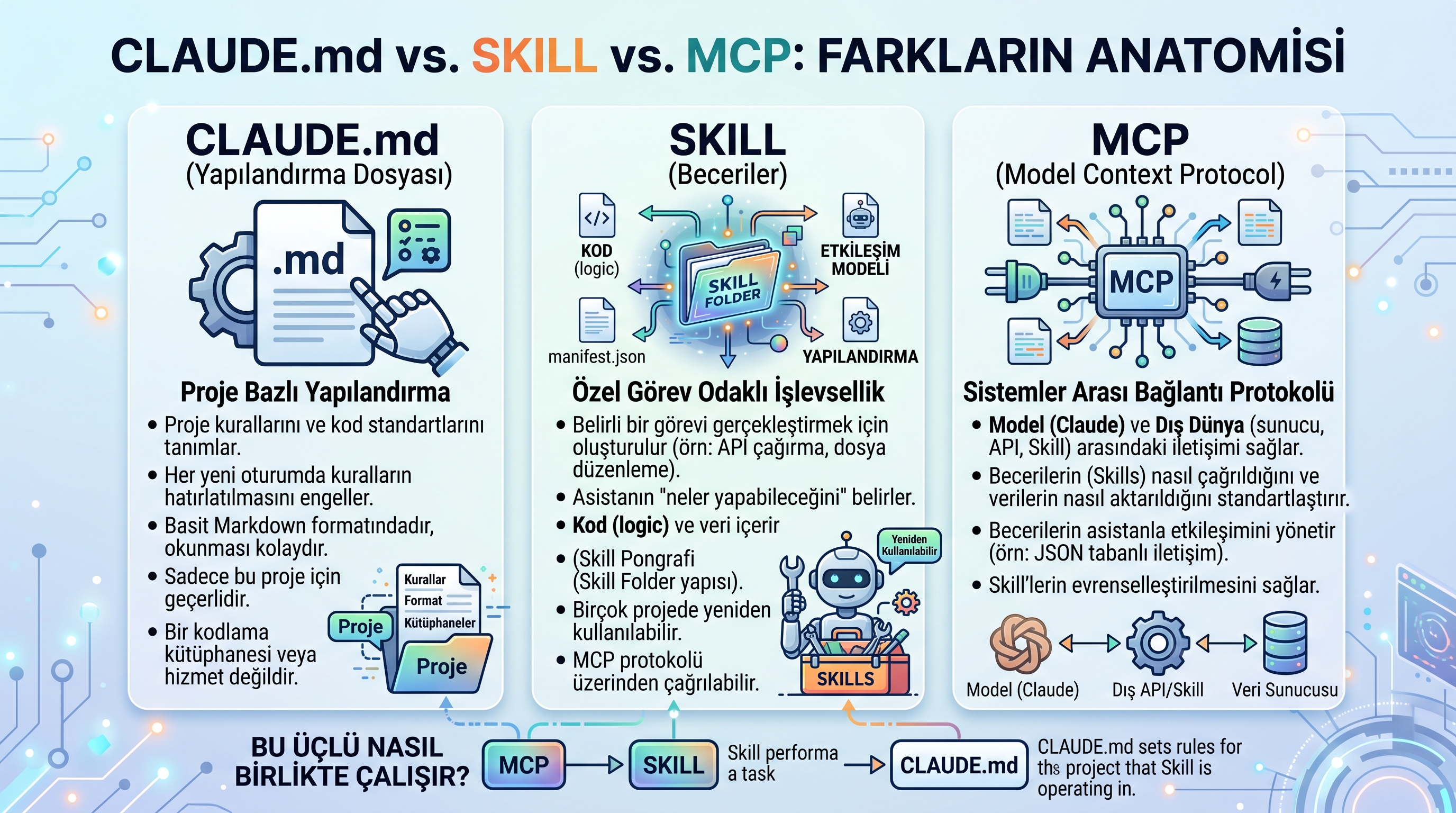 CLAUDE.md, Skill ve MCP arasındaki fark